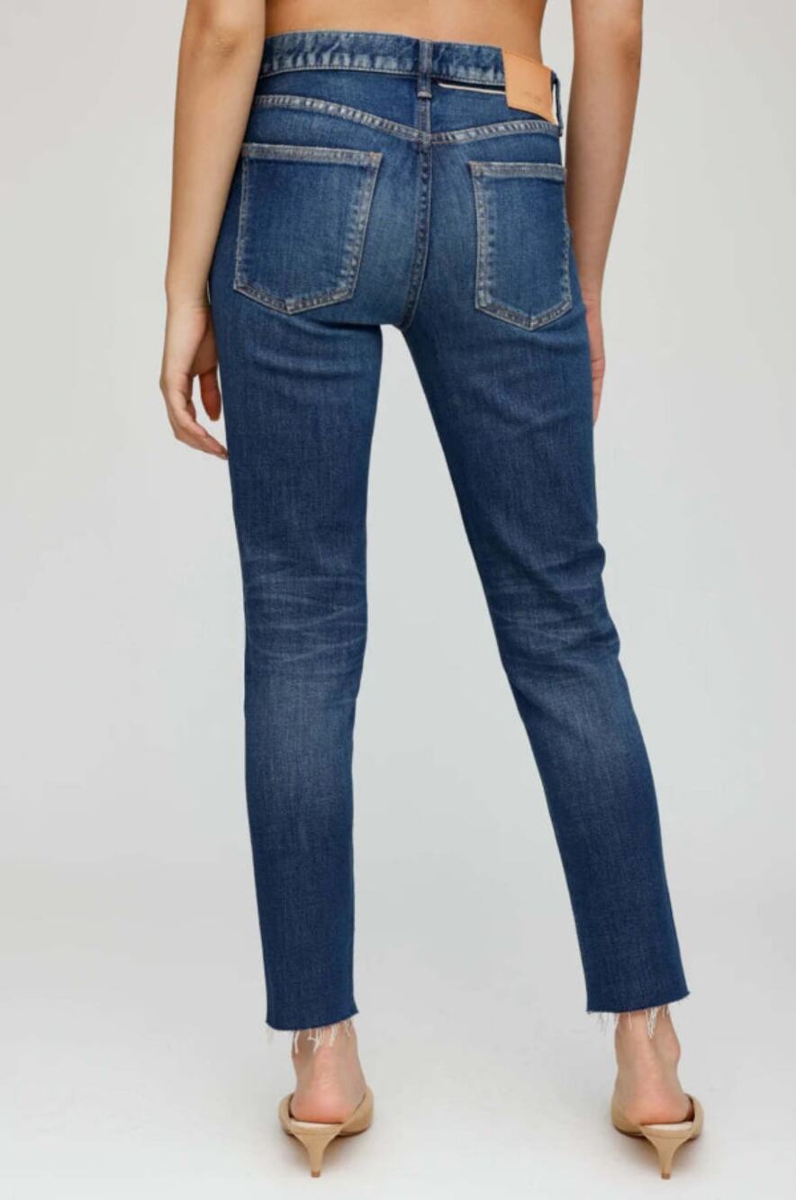 NWT MOUSSY VINTAGE Warren Skinny Jeans 28 Blue Whiskered Raw Hem $370‎
